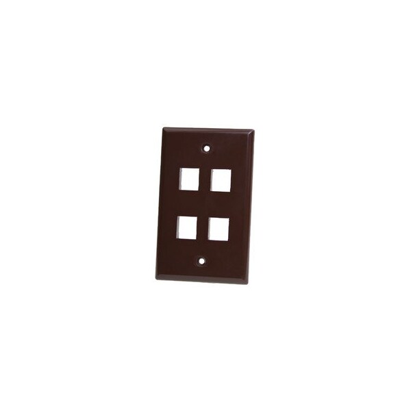 Swe-Tech 3C Keystone Wall Plate, Brown, 4 Port, Single Gang FWT3012-03204 - main